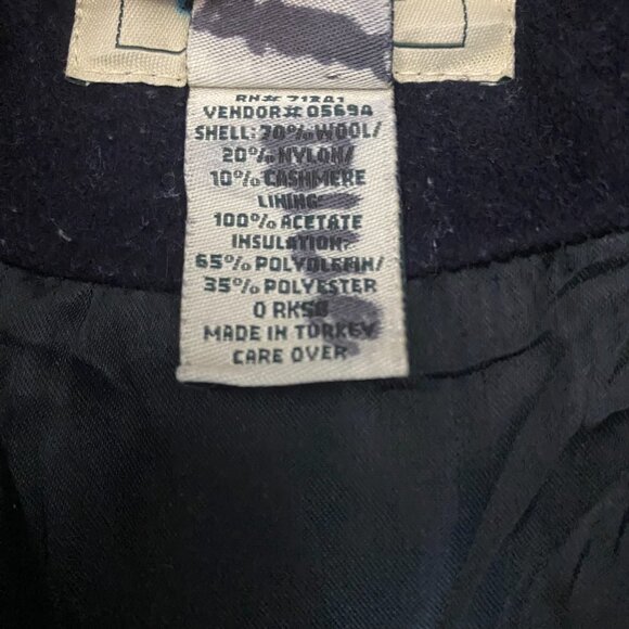 L.L. Bean Peacoat Size 20 Reg Navy Double Breasted Wool Cashmere Thinsulate - Picture 7 of 16